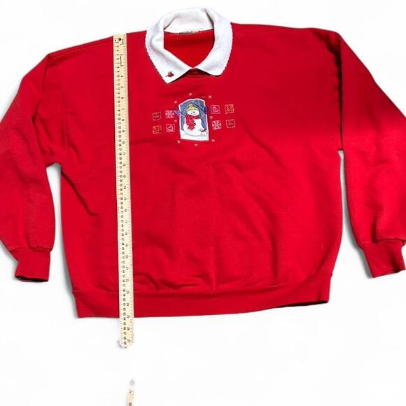 Vintage 90s grandmacore collared holiday Christmas crewneck sweatshirt - Picture 5 of 5